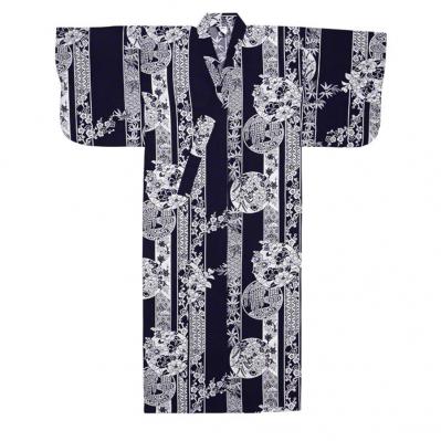 navy hana yukata robe for women