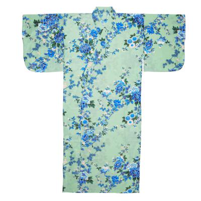 Pale green women's floral yukata in soft cotton