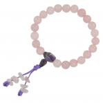 mala bracelet with natural rose quartz crystal beads