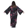 authentic Japanese yukata with cherry blossoms in black