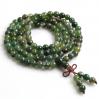 mala beads with 108 moss agate stones strung on a 36 necklace
