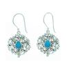 sterling silver dangle earrings with turquoise teardrop